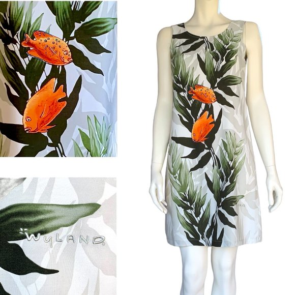 Wyland Bluewater Dresses Wyland Signature Bluewater Tropical Print Sheath Mini Dress